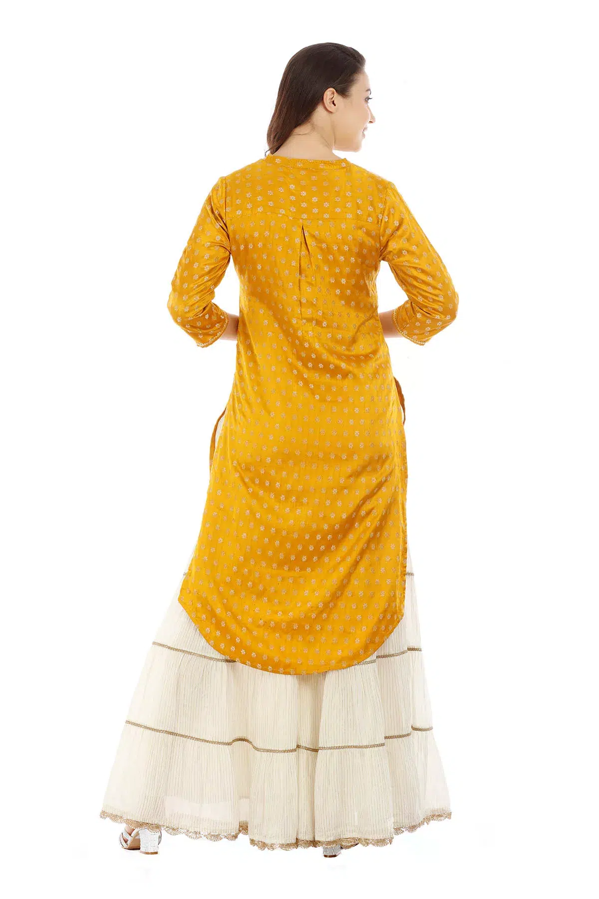 Textured Yellow Kurti For Haldi For Women