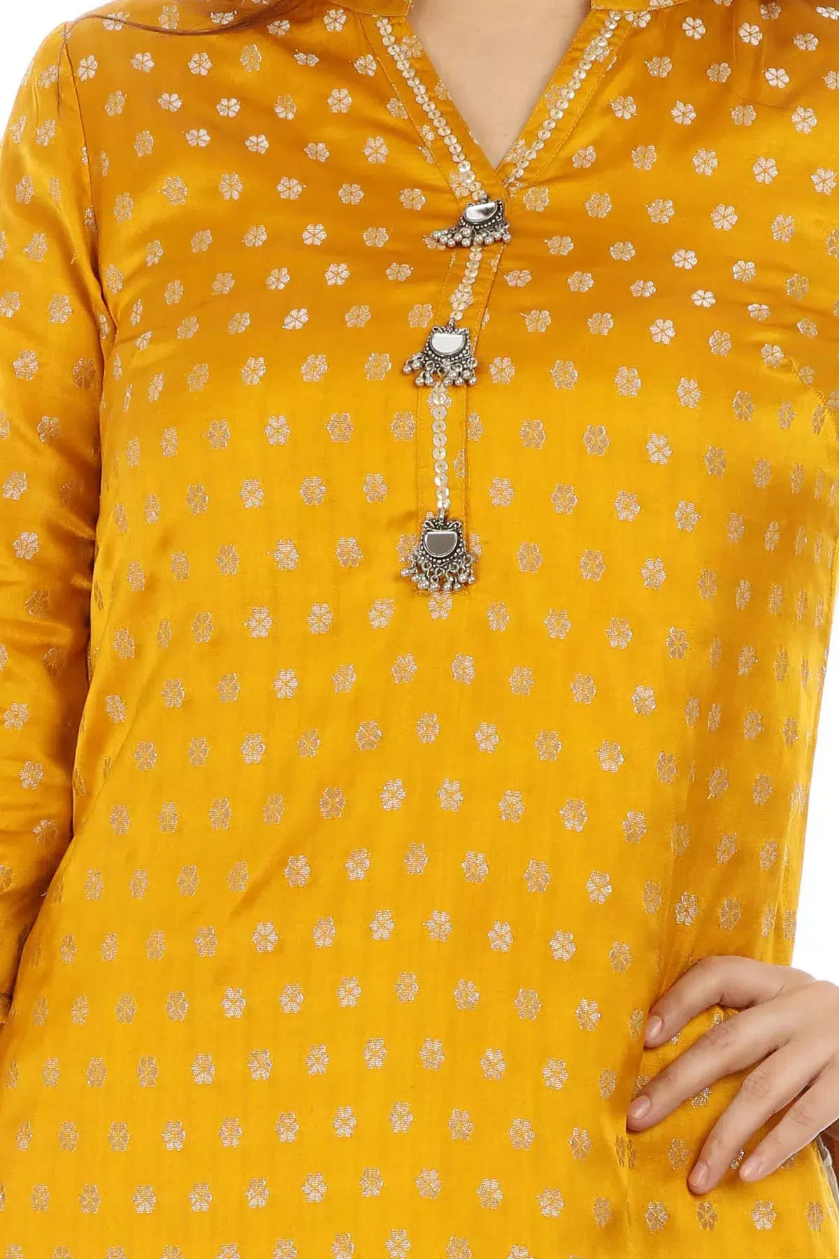 Textured Yellow Kurti For Haldi For Women