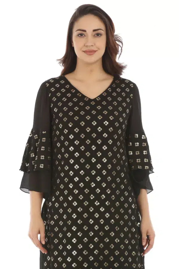 Printed Black Kurti For Women