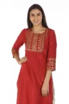 Embroidered Red Kurti For Women