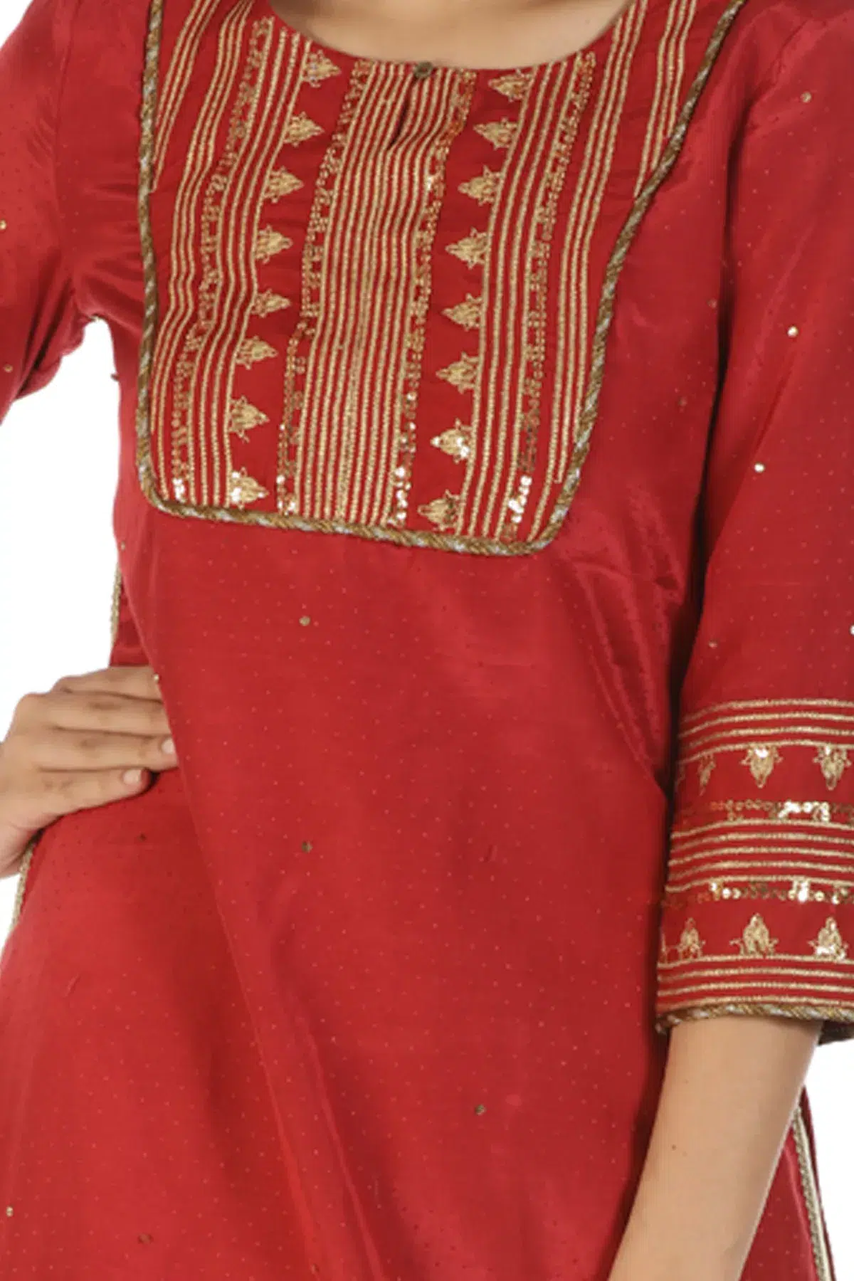 Embroidered Red Kurti For Women