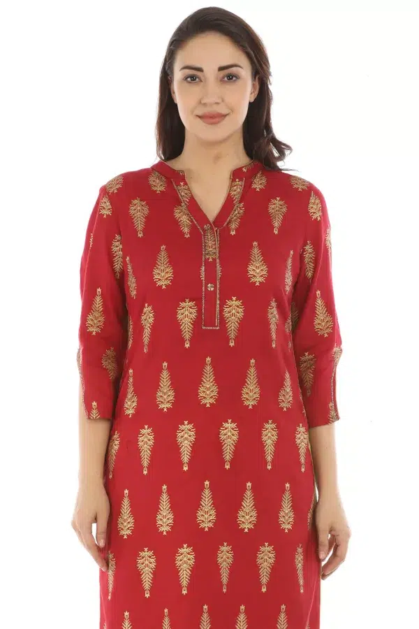 Printed Red Kurti Online For Women