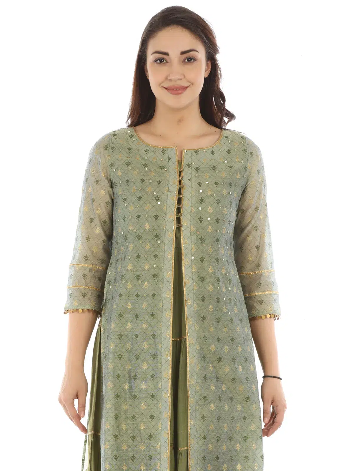 Printed Olive Green Kurta For Women