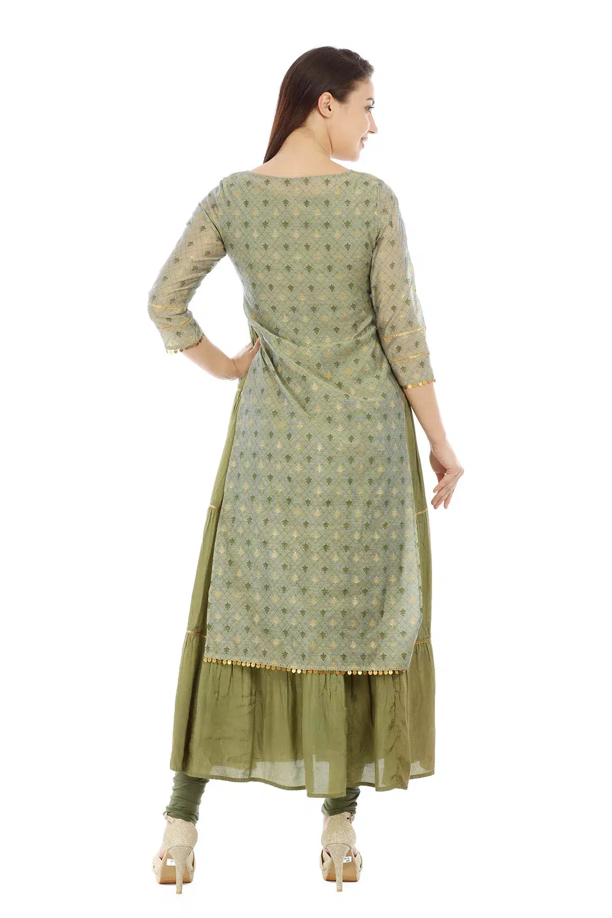 Printed Olive Green Kurta For Women