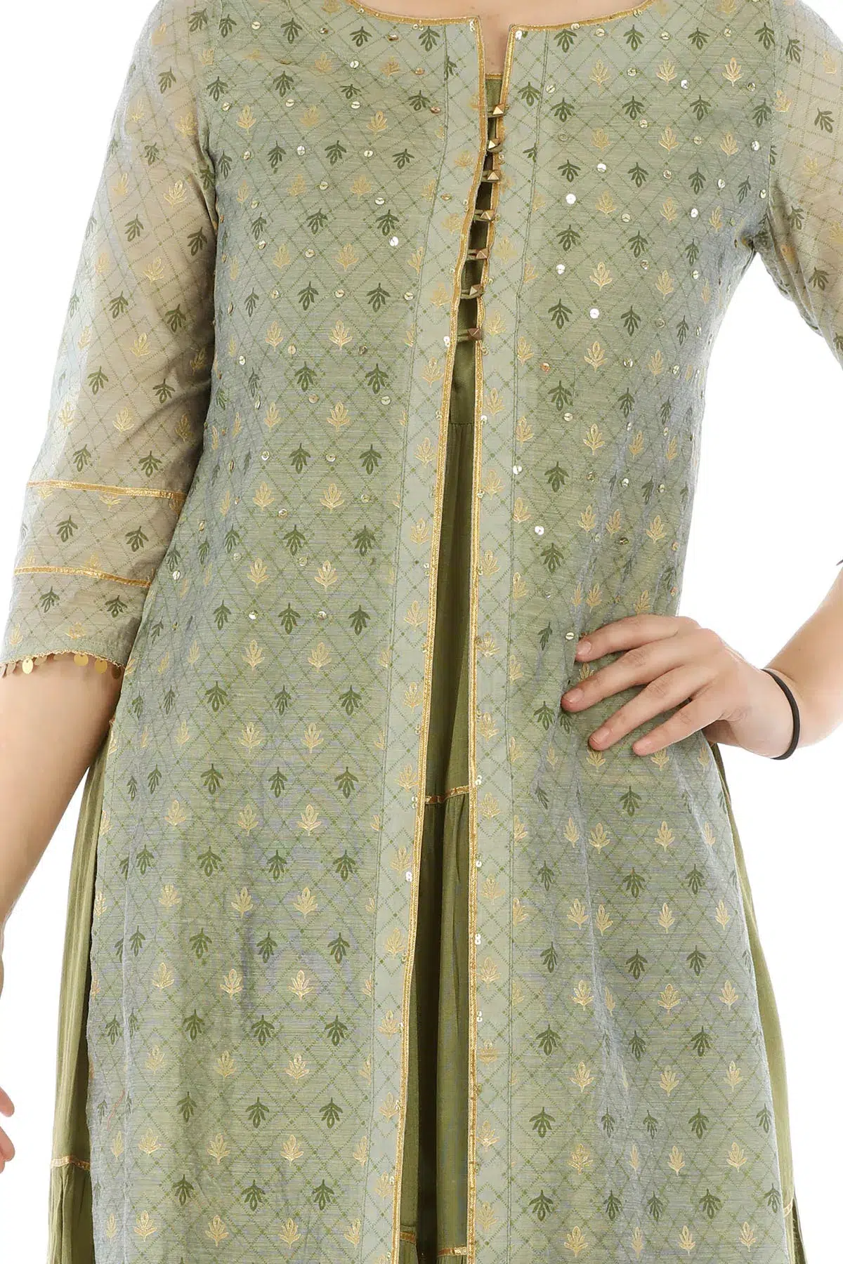 Printed Olive Green Kurta For Women