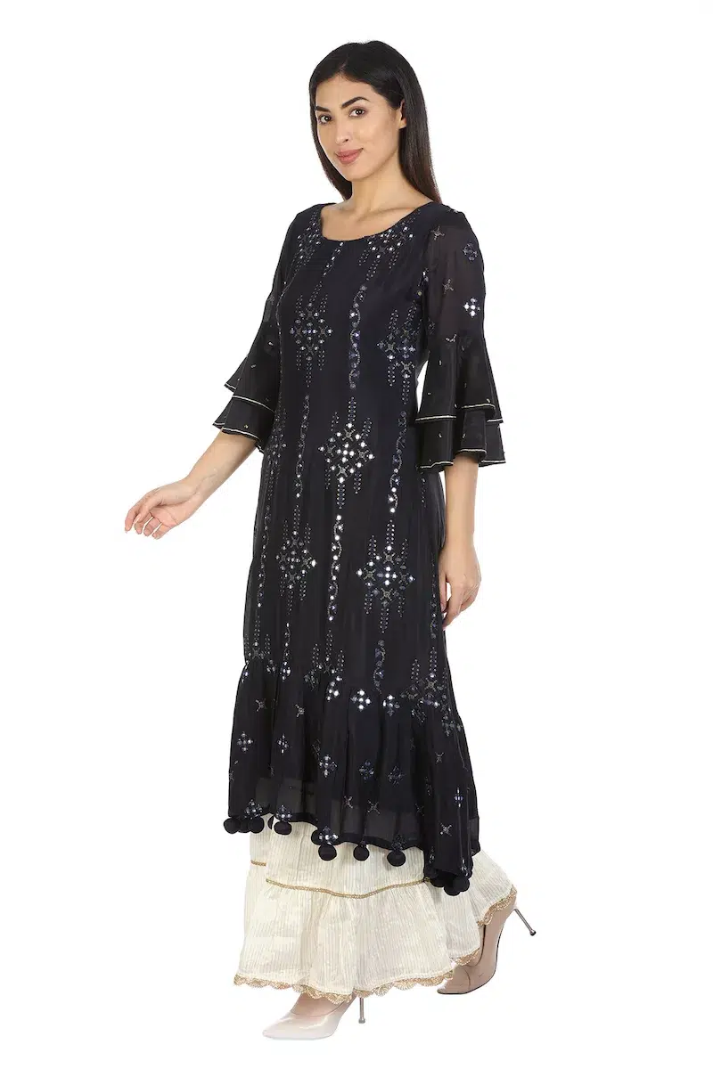 Charcoal Purple Kurtis For Women