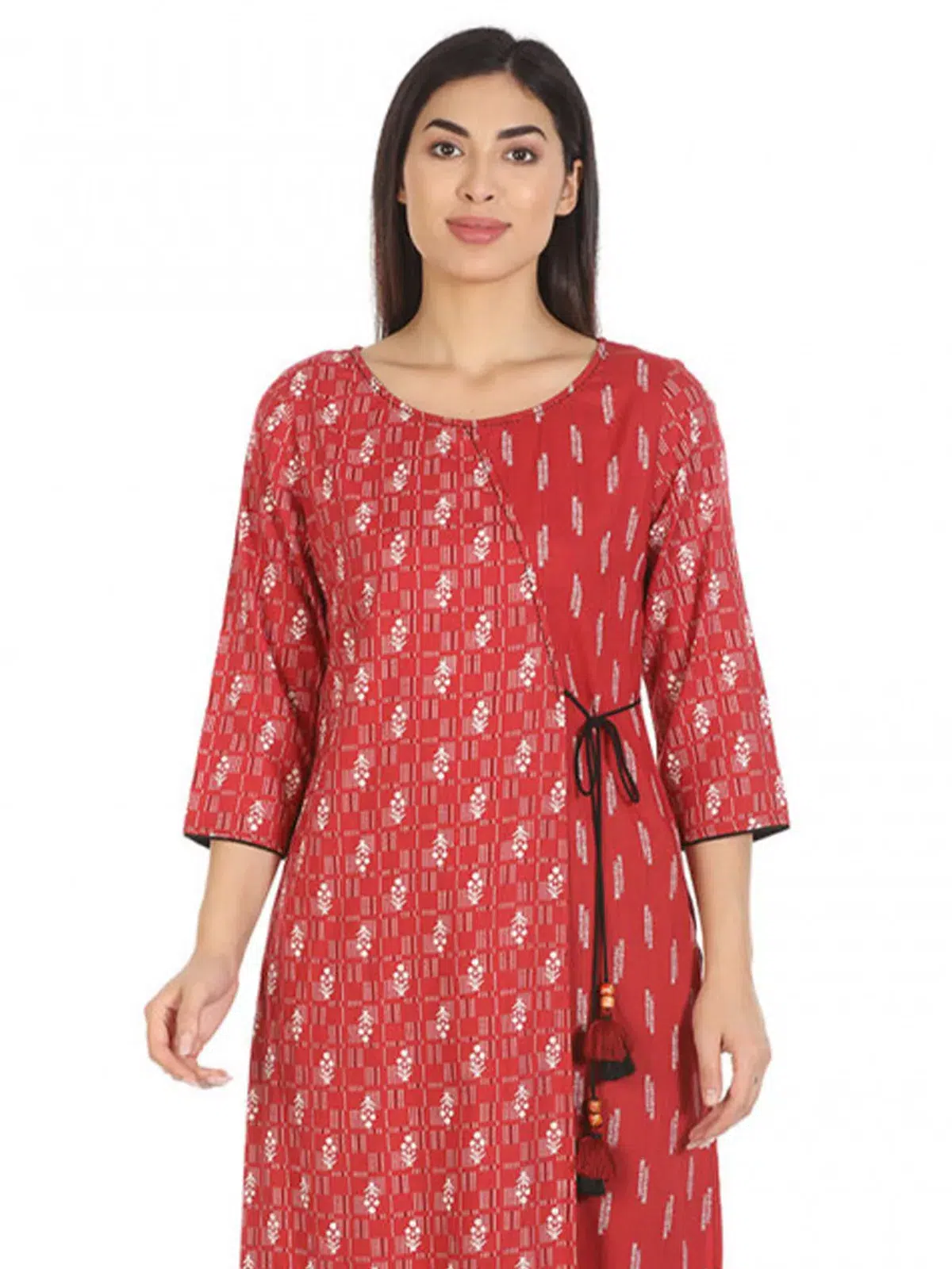 Red Printed Women Kurti Long