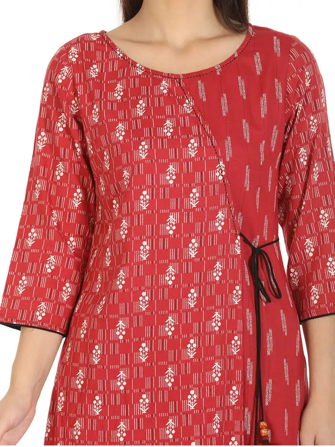 Red Printed Women Kurti Long