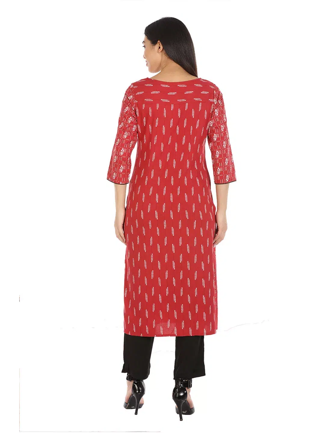 Red Printed Women Kurti Long