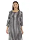 Navy Striped Kurta For Woman