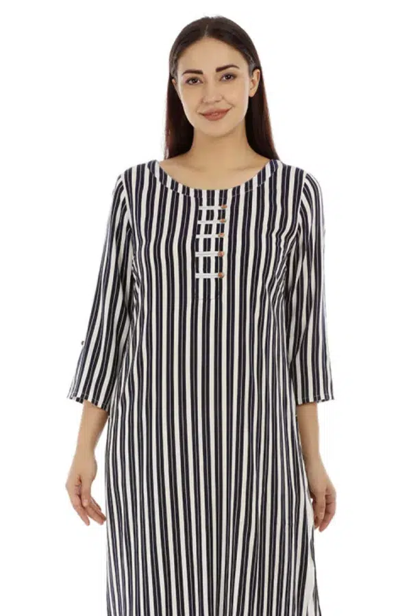 Navy Striped Kurta For Woman