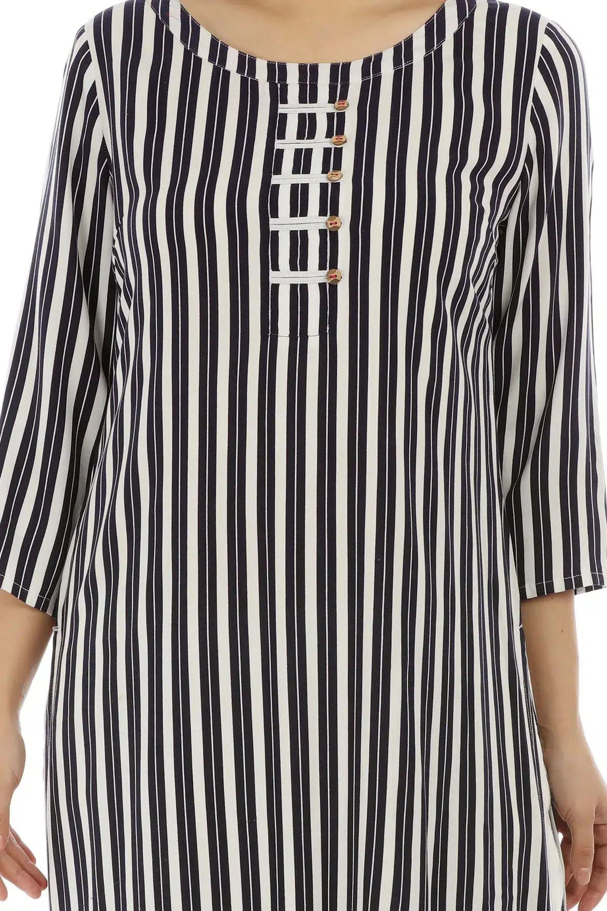 Navy Striped Kurta For Woman