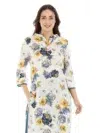 Pearl White Floral Printed Female Kurti