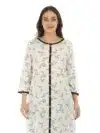 Beige Botanical Print Ladies Kurti Latest