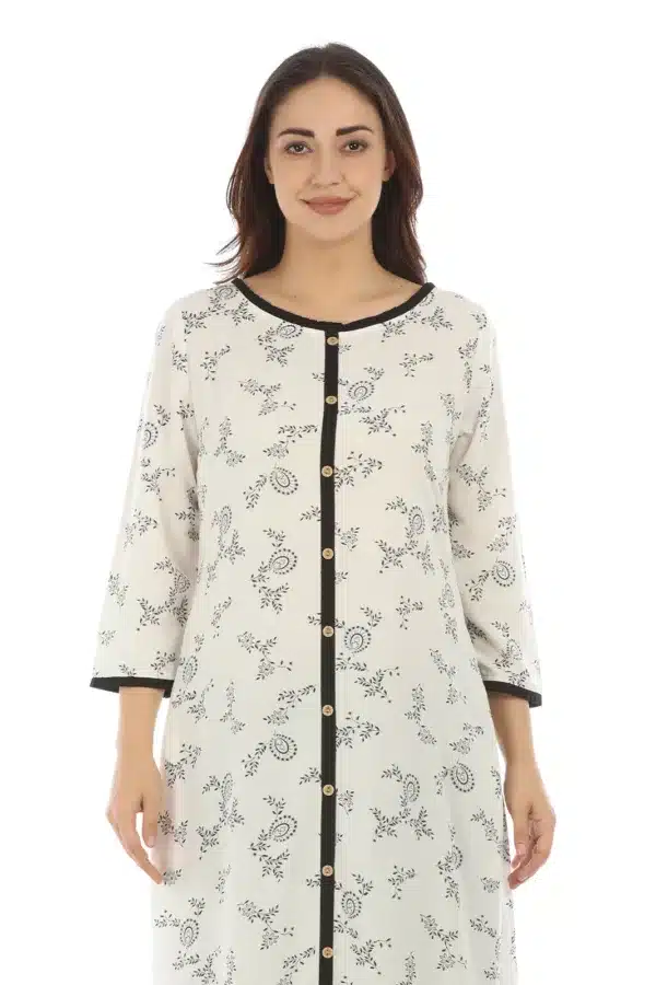Beige Botanical Print Ladies Kurti Latest