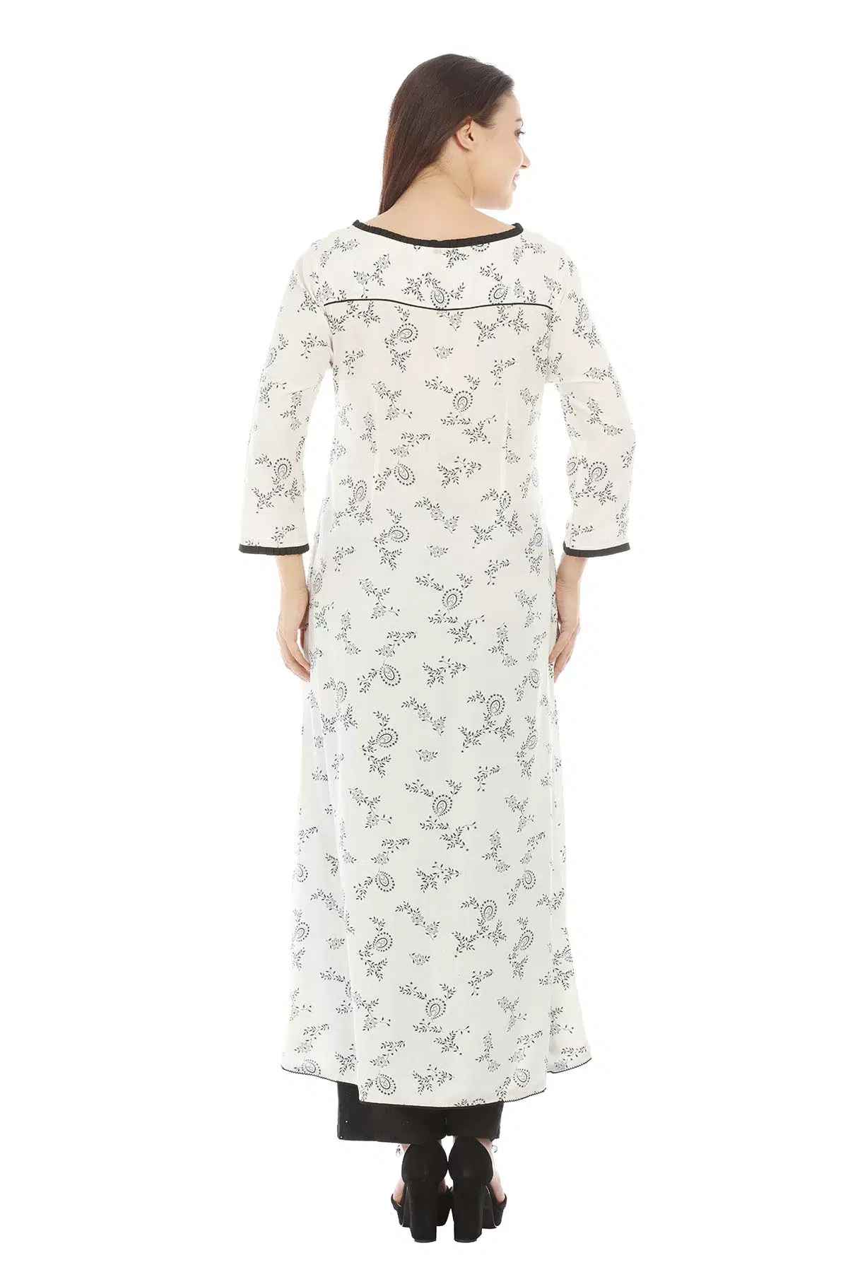 Beige Botanical Print Ladies Kurti Latest