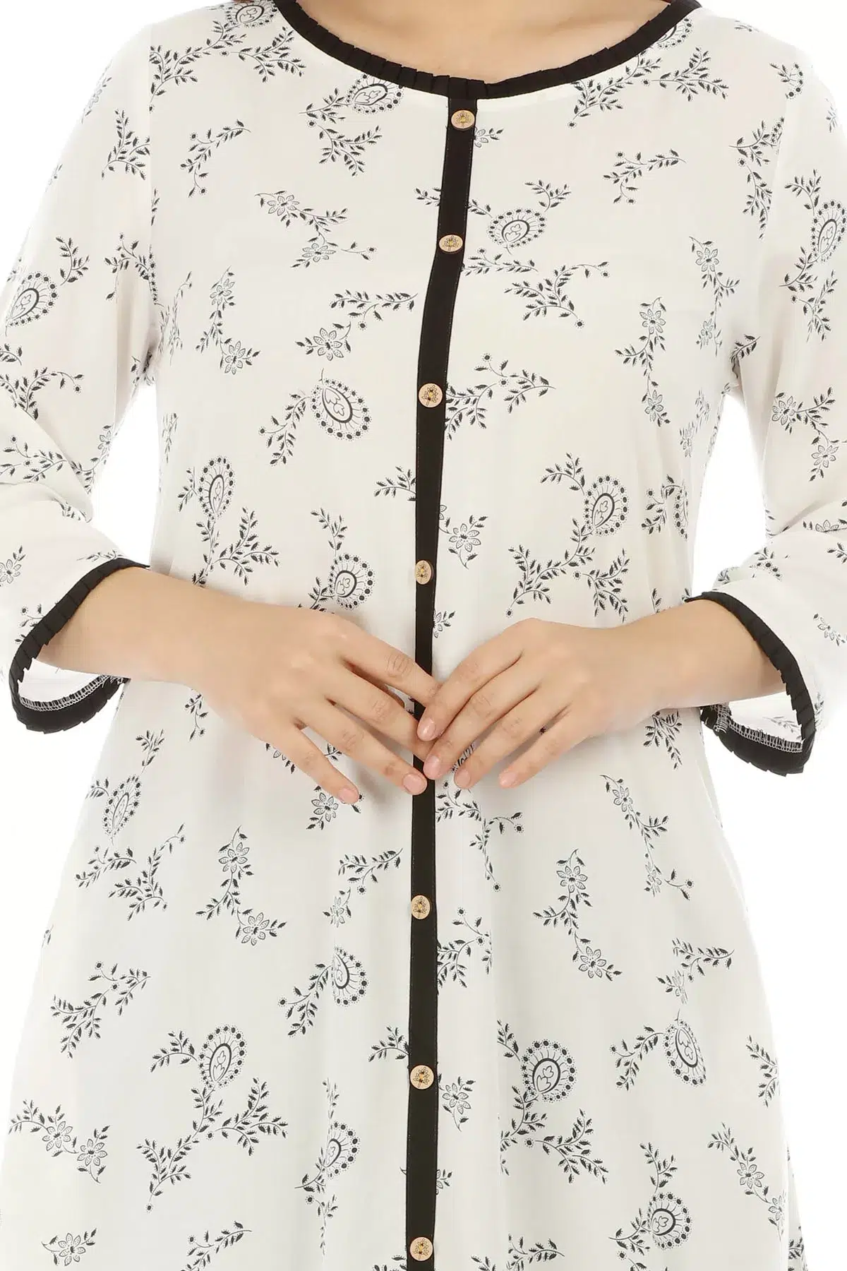 Beige Botanical Print Ladies Kurti Latest