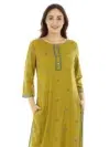 Mustard Yellow Printed Kurta For Women