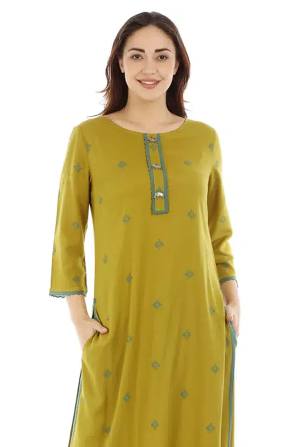 Mustard Yellow Printed Kurta For Women