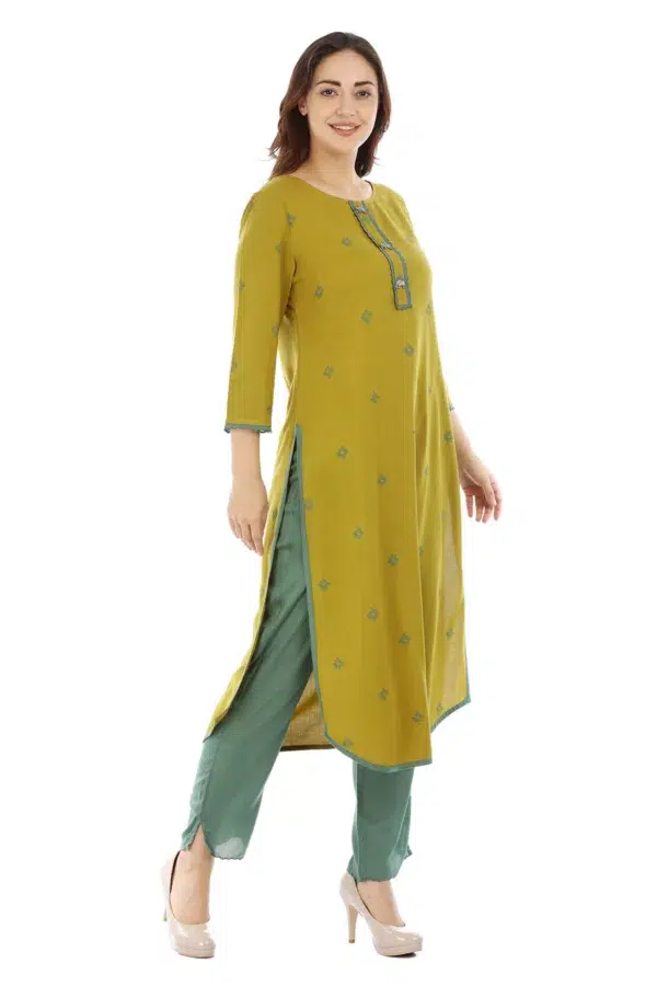 Mustard Yellow Printed Kurta For Women