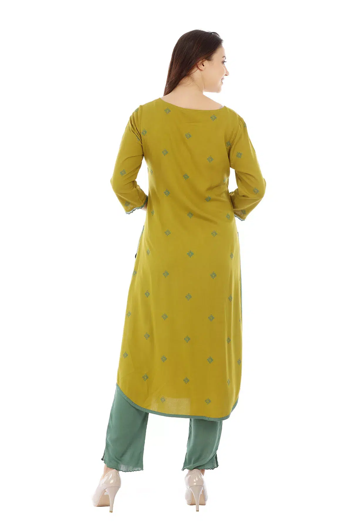 Mustard Yellow Printed Kurta For Women