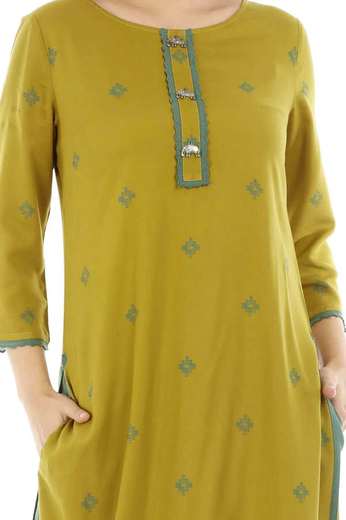 Mustard Yellow Printed Kurta For Women