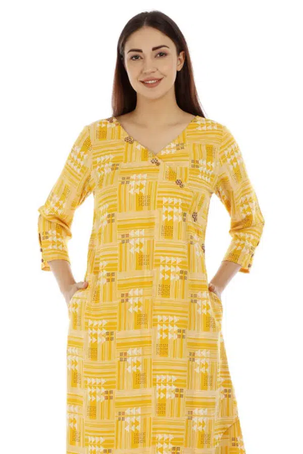 Printed Kurta Yellow Colour For Woman