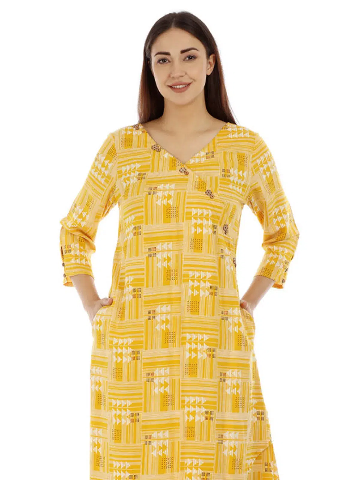 Printed Kurta Yellow Colour For Woman