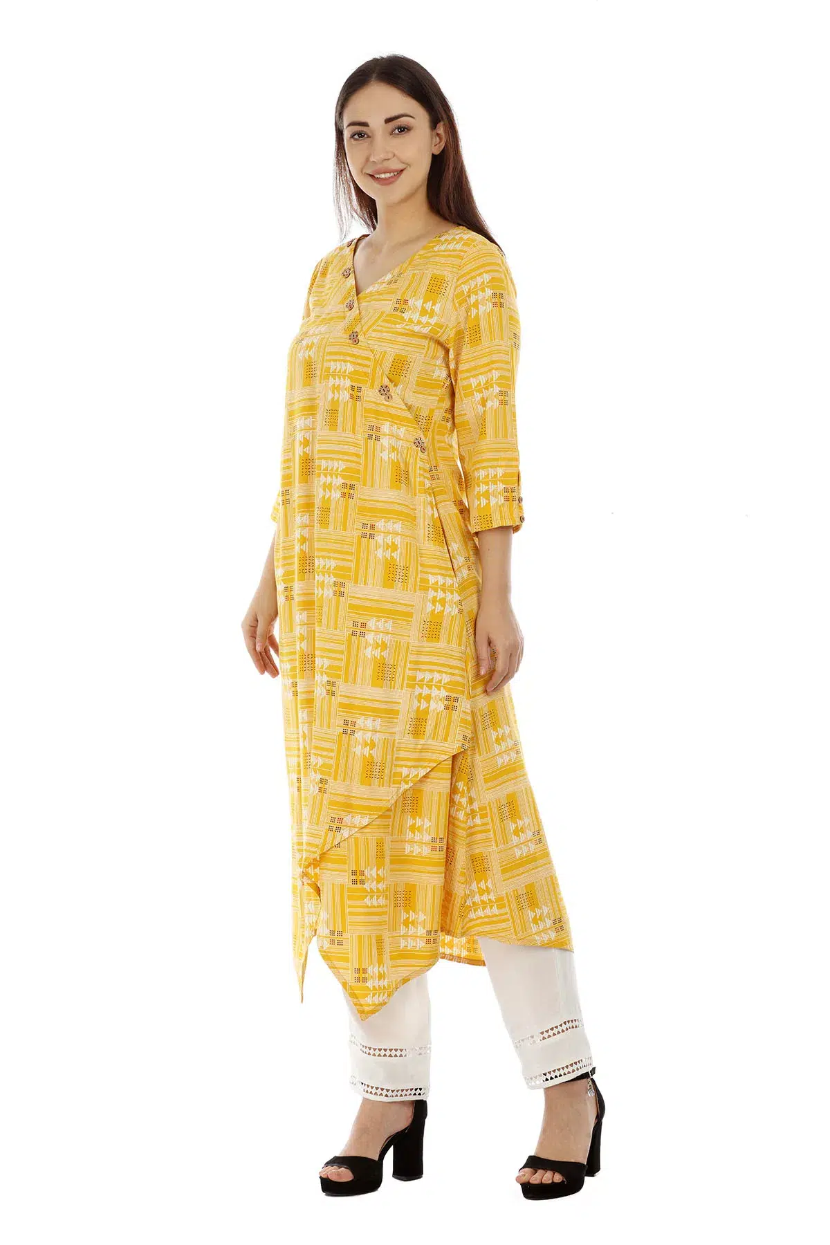 Printed Kurta Yellow Colour For Woman