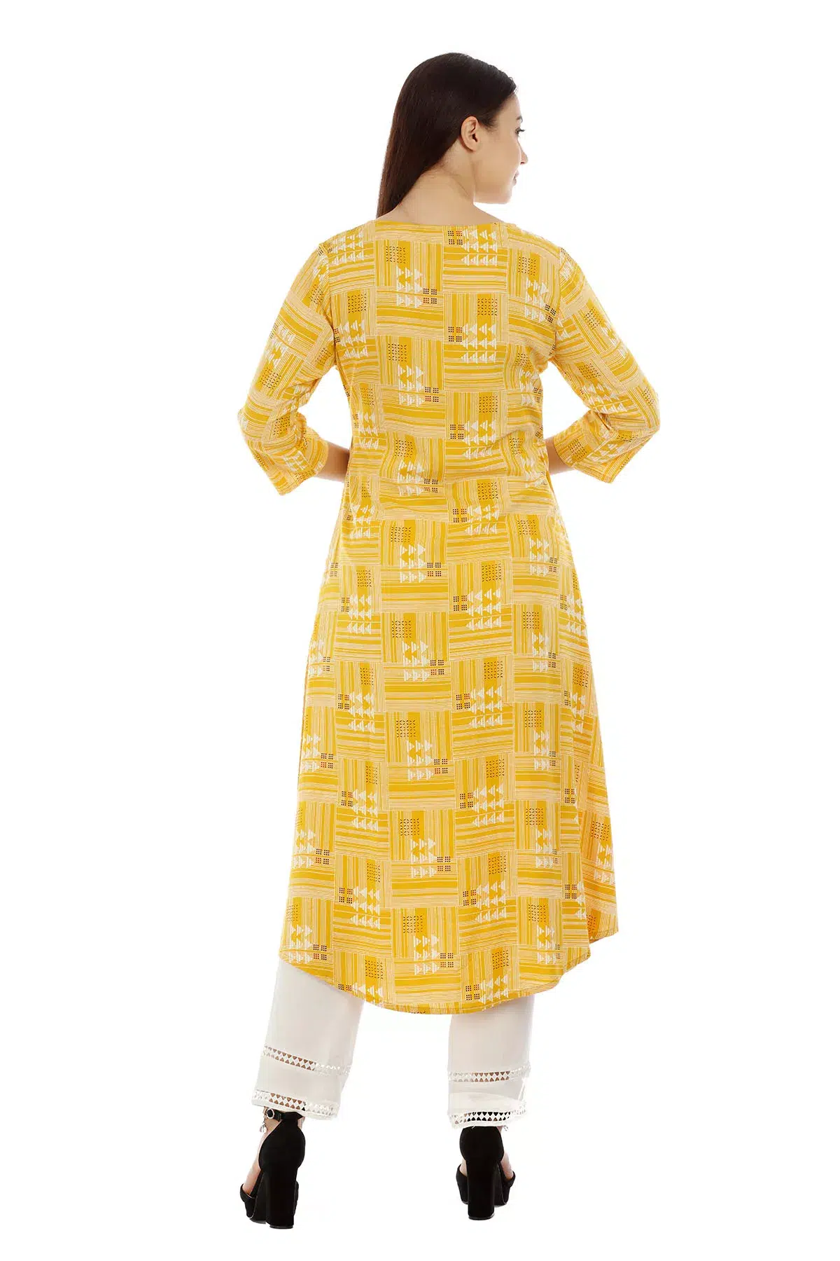 Printed Kurta Yellow Colour For Woman