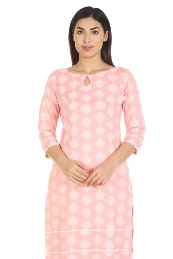 Peach Kurti For Women Printed