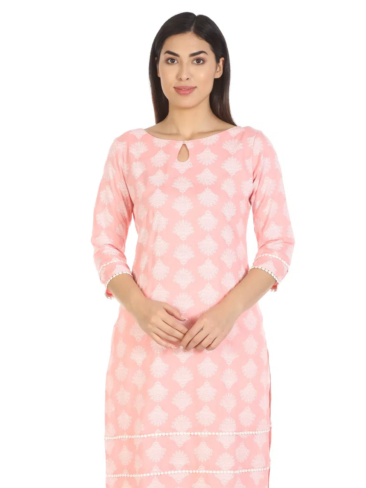 Peach Kurti For Women Printed