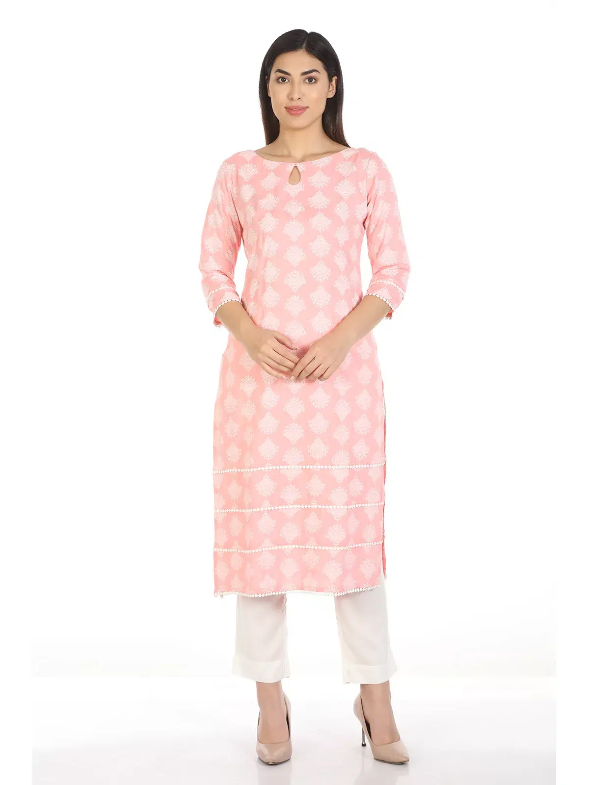 Peach Kurti For Women Printed