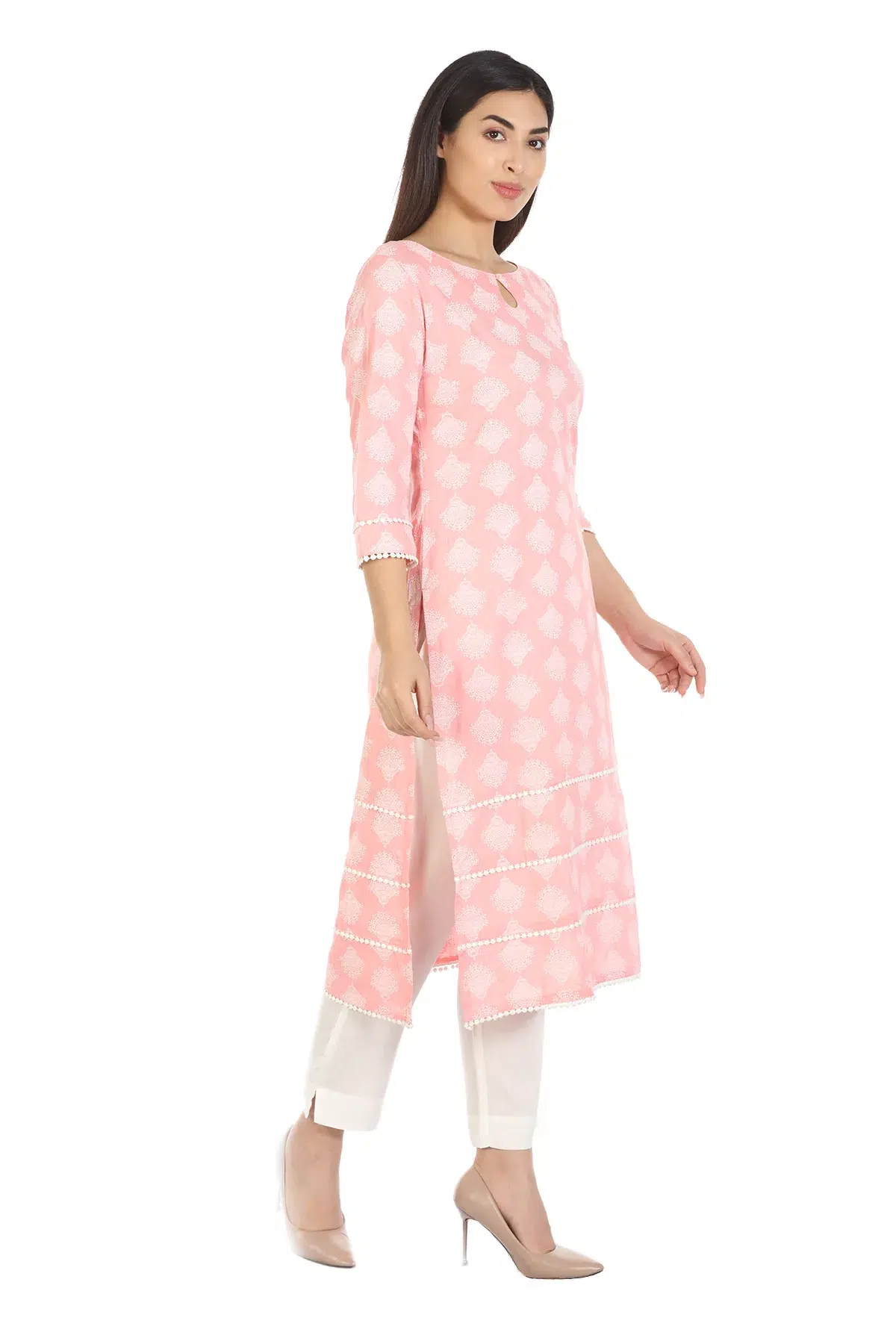 Peach Kurti For Women Printed