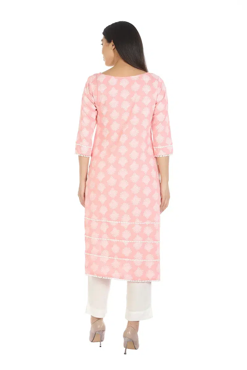 Peach Kurti For Women Printed