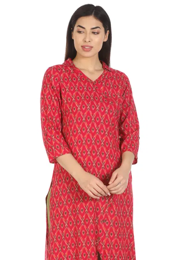 Printed Kurta Red Colour For Woman