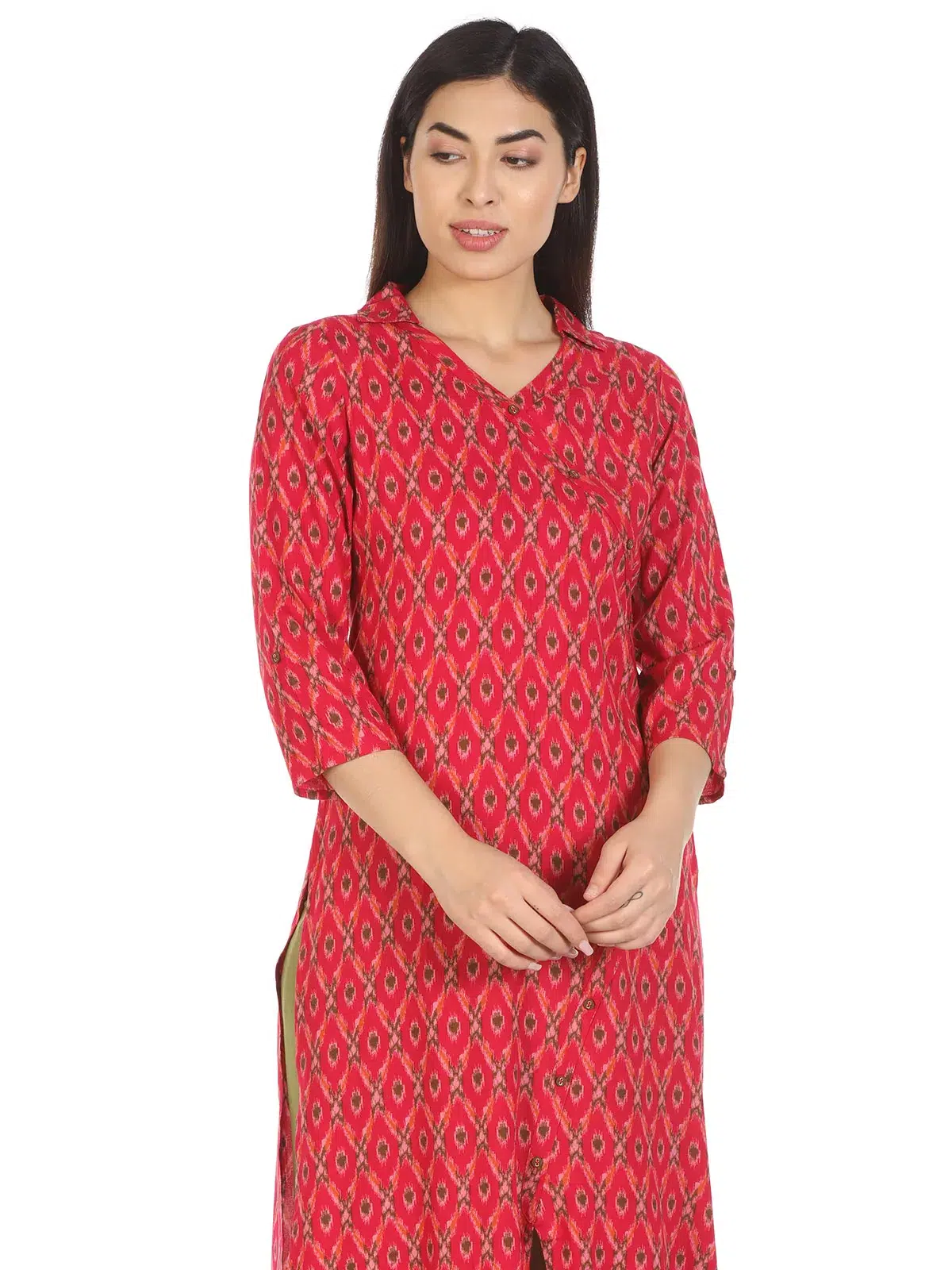 Printed Kurta Red Colour For Woman