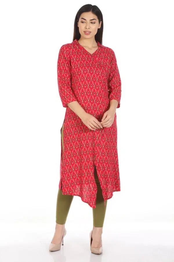 Printed Kurta Red Colour For Woman