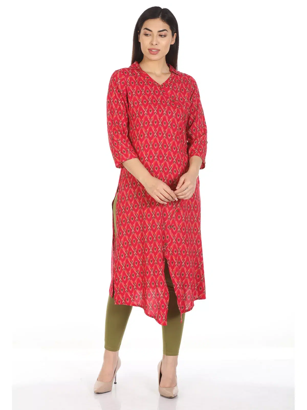 Printed Kurta Red Colour For Woman