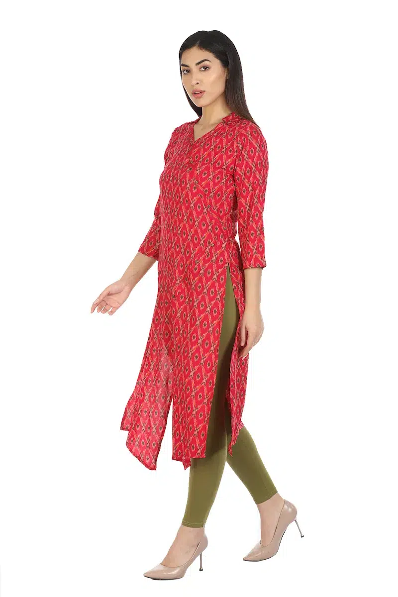 Printed Kurta Red Colour For Woman