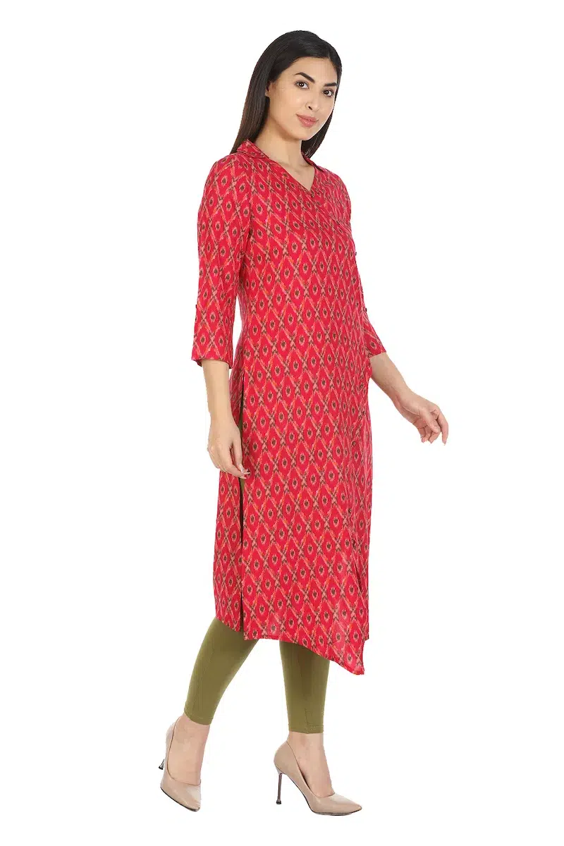 Printed Kurta Red Colour For Woman