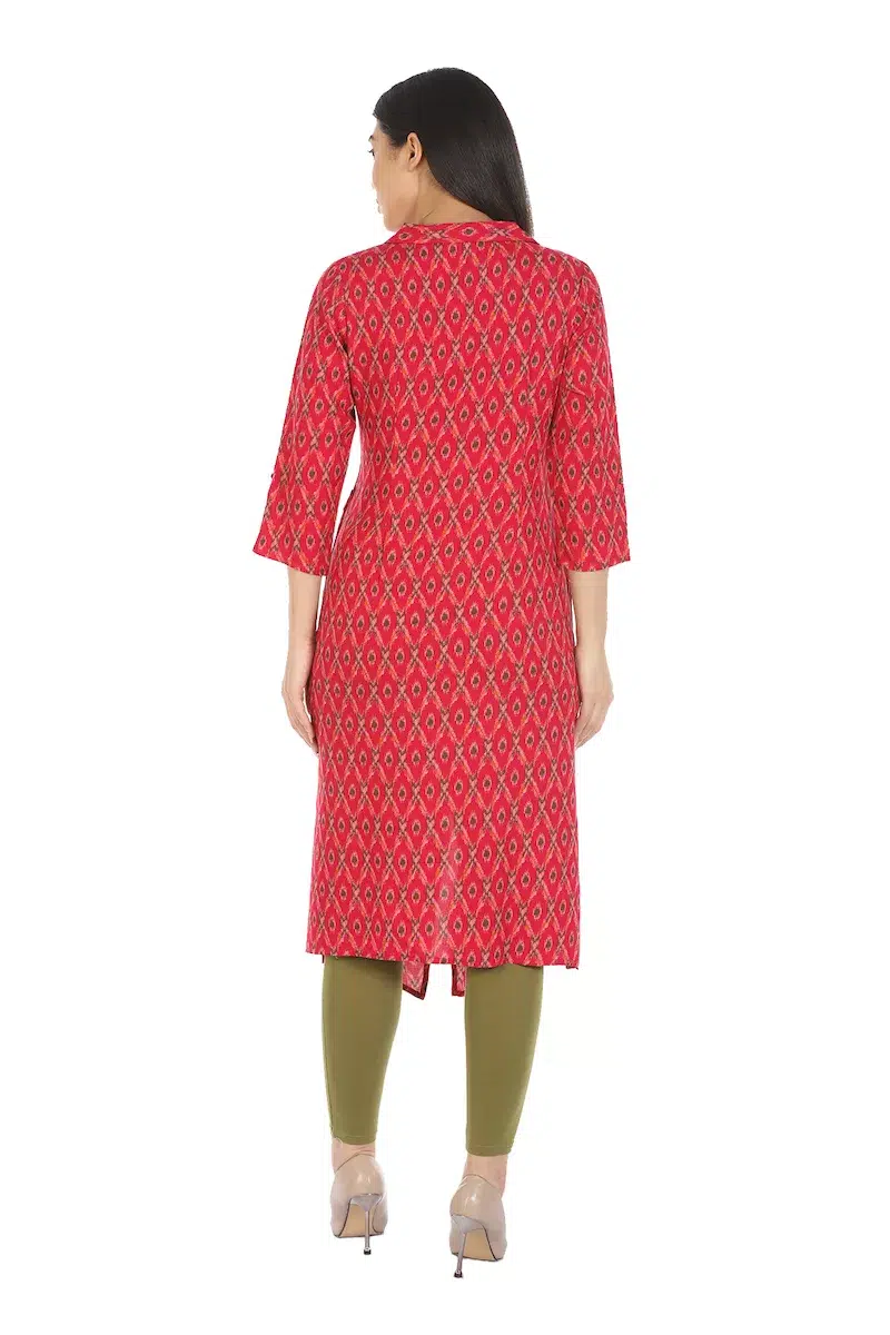 Printed Kurta Red Colour For Woman