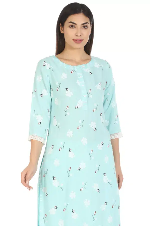 Mint Blue Kurti For Women Printed