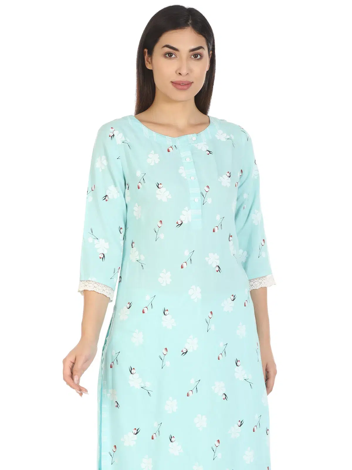 Mint Blue Kurti For Women Printed