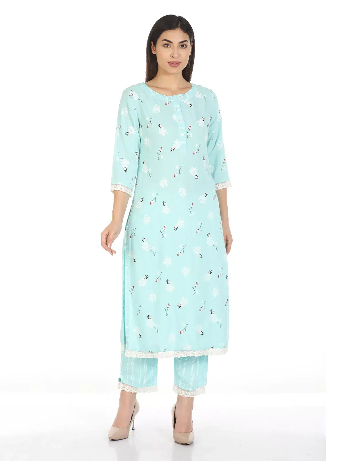 Mint Blue Kurti For Women Printed