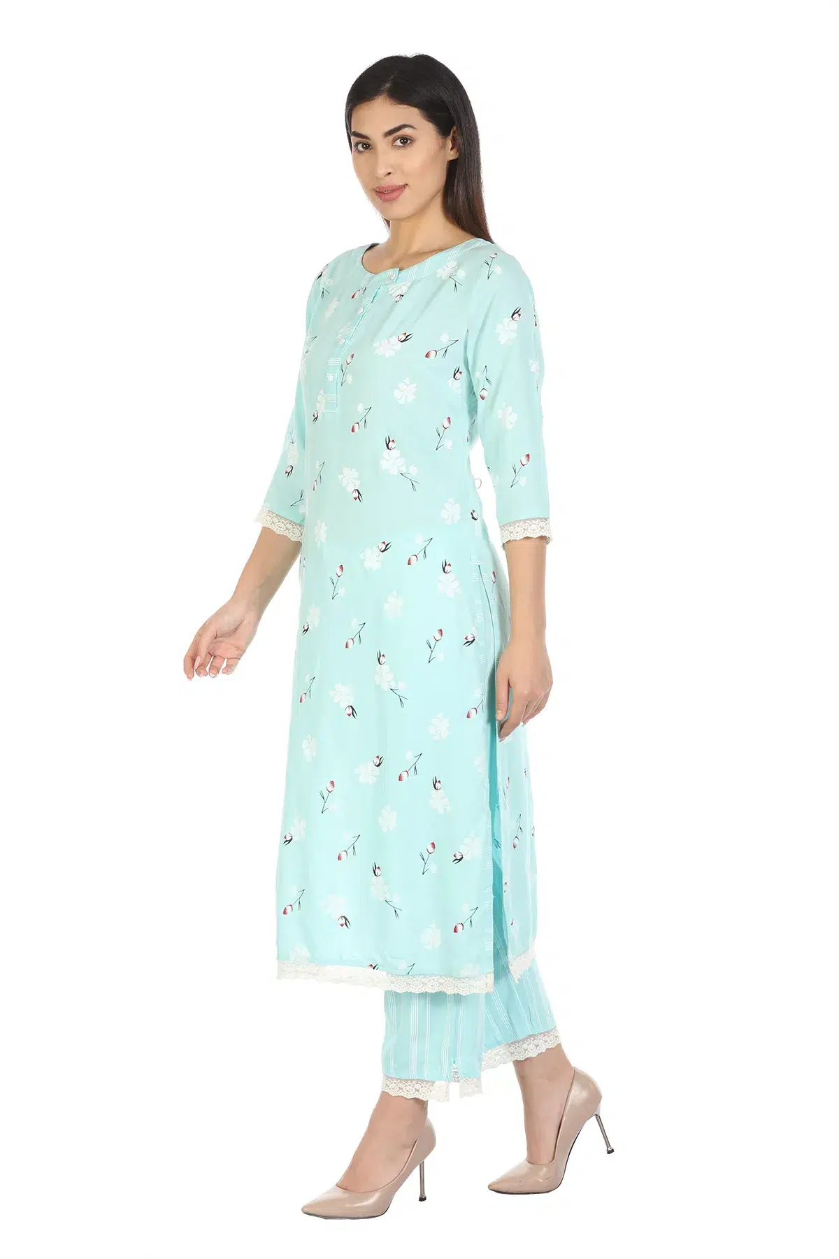Mint Blue Kurti For Women Printed