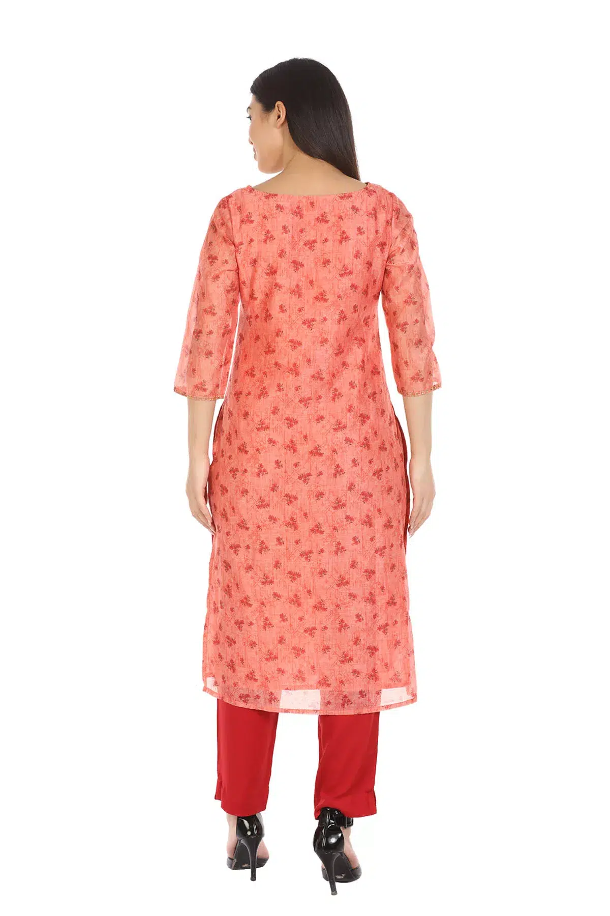 Peach Printed Kurti For Woman