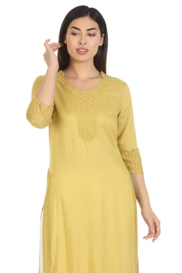 Solid Ladies Kurti Yellow