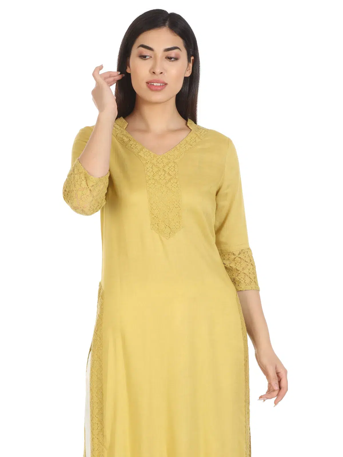 Solid Ladies Kurti Yellow