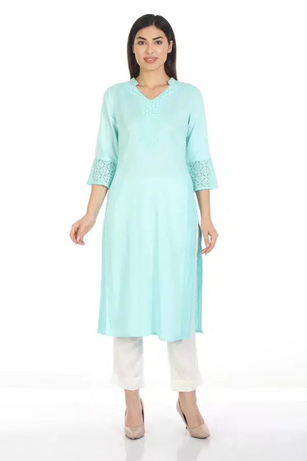 Blue Solid Ladies Kurti New